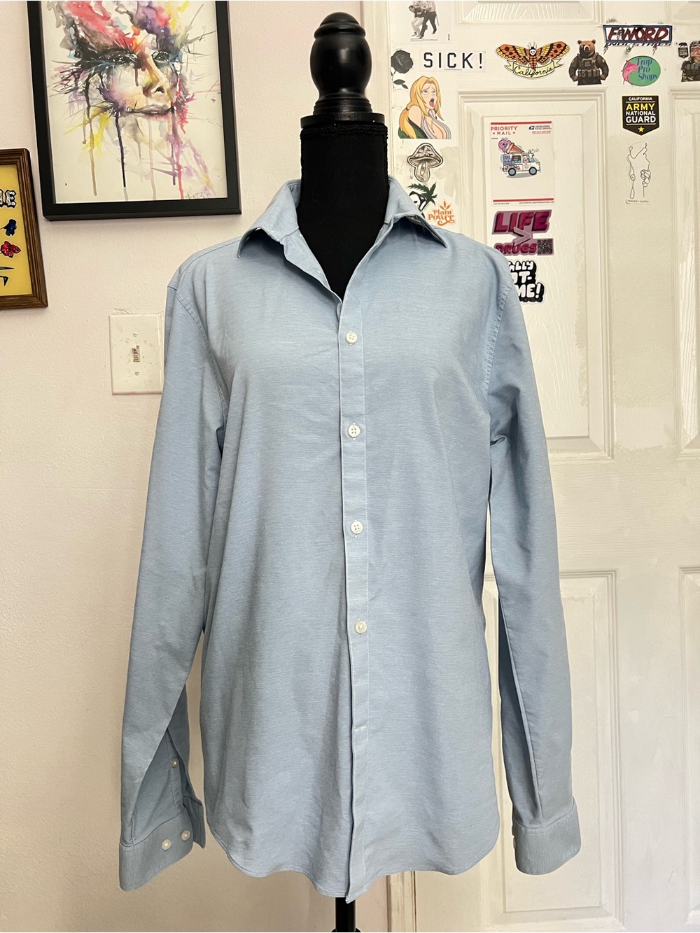 DKNY Light Blue Men's Long-Sleeve Dress Shirt